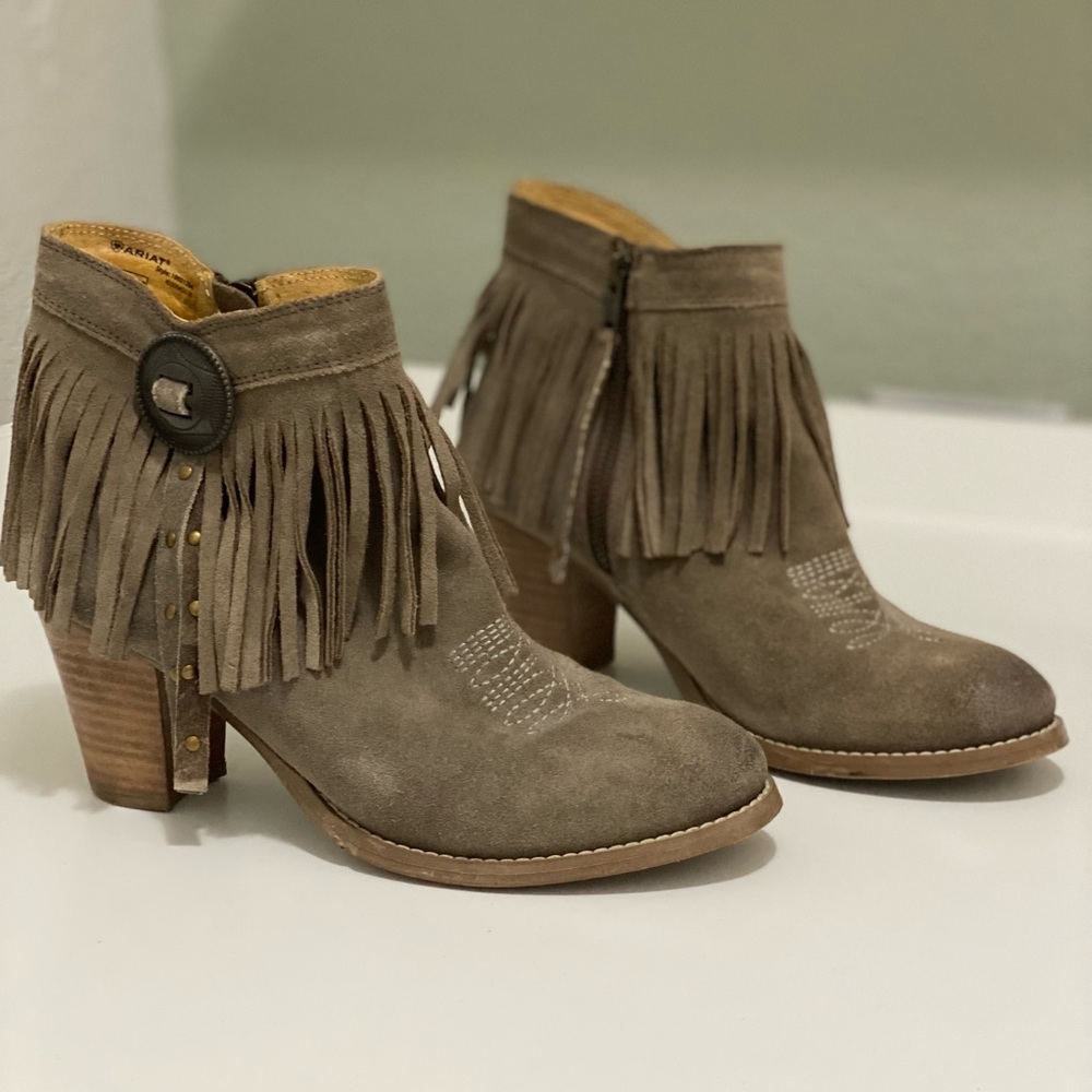 Ariat Fringe Ankle Boots - Brown